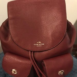 Pebbled Leather Backpack F37410 Maroon